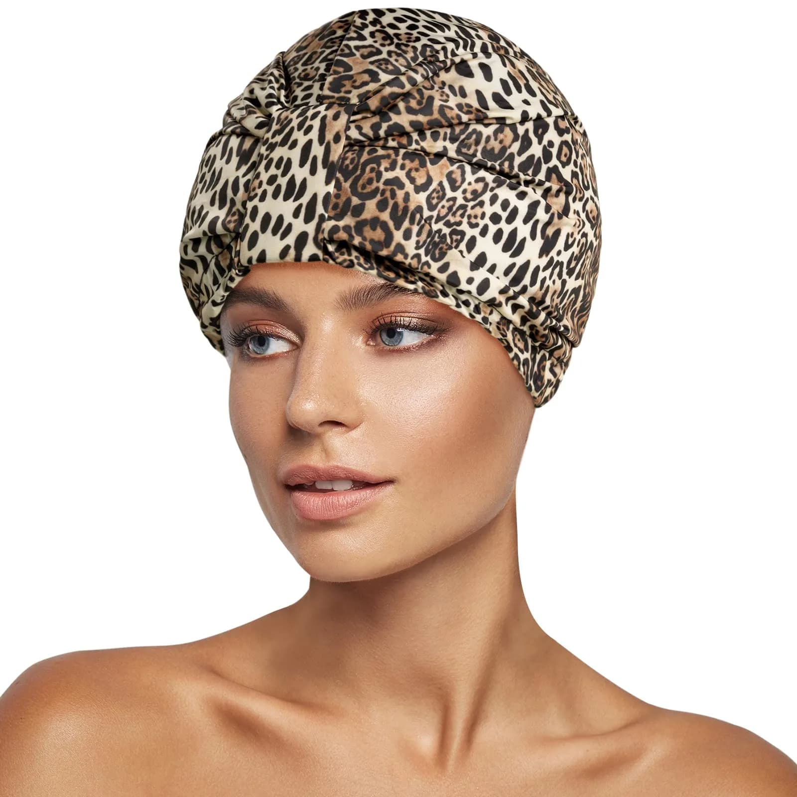 INNELO Shower Cap for Women Reusable Waterproof, Double Layer, Satin Lined | Keeps Hair Dry & Stylish (70-120 chars)