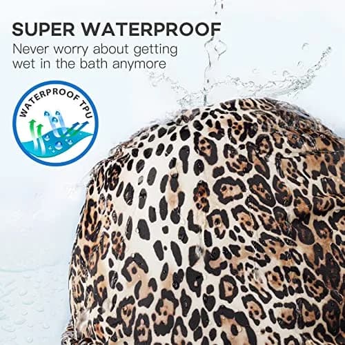 INNELO Shower Cap for Women Reusable Waterproof, Double Layer, Satin Lined | Keeps Hair Dry & Stylish (70-120 chars) thumbnail 2