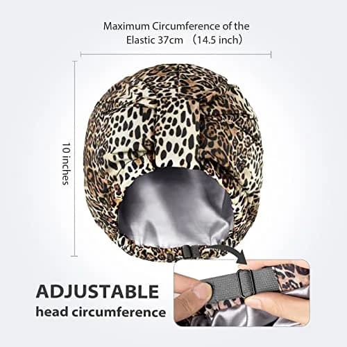 INNELO Shower Cap for Women Reusable Waterproof, Double Layer, Satin Lined | Keeps Hair Dry & Stylish (70-120 chars) thumbnail 3