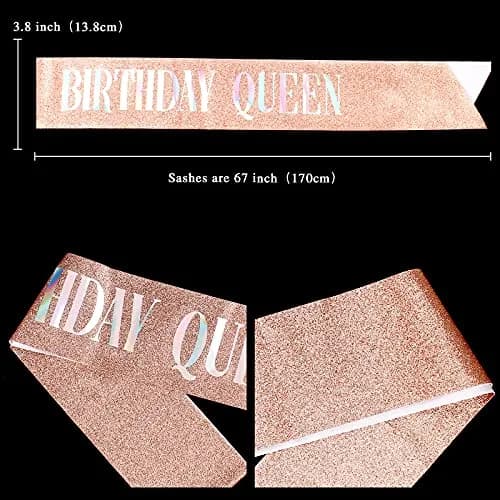 CIEHER Birthday Queen Sash & Rhinestone Tiara Kit - Rose Gold Crown with Combs for Women - Elegant Princess Tiara for Birthday Party Decorations and Gift thumbnail 4