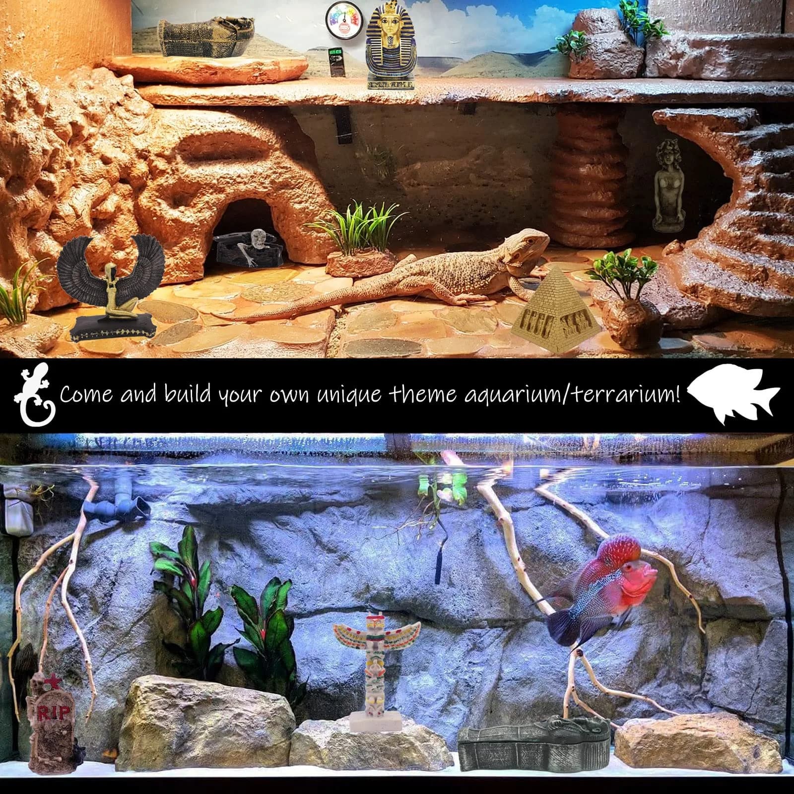 Kocris Casa Mummy Gold Coffin Aquarium Ornament 8.9cm (3.5") | Egyptian Fantasy Decor for Fish Tanks - view 6