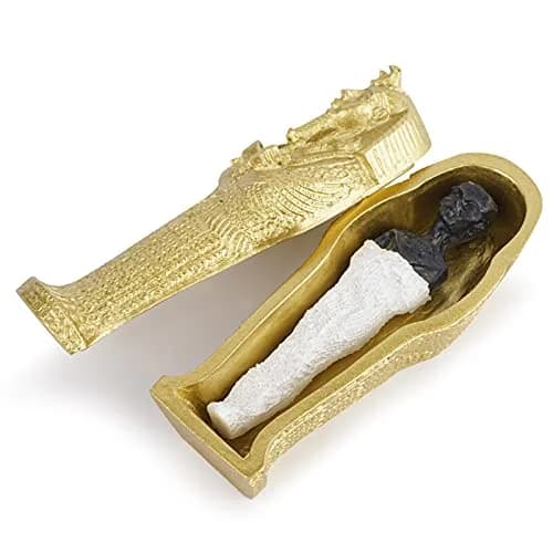 Kocris Casa Mummy Gold Coffin Aquarium Ornament 8.9cm (3.5") | Egyptian Fantasy Decor for Fish Tanks thumbnail 1