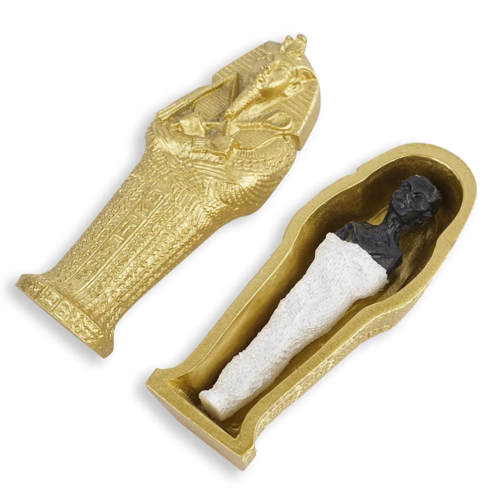 Kocris Casa Mummy Gold Coffin Aquarium Ornament 8.9cm (3.5") | Egyptian Fantasy Decor for Fish Tanks - view 2