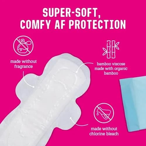 FLO Night Menstrual Pads 14 Count (Pack of 1) | Organic Bamboo Period Pads for Heavy Flow thumbnail 2