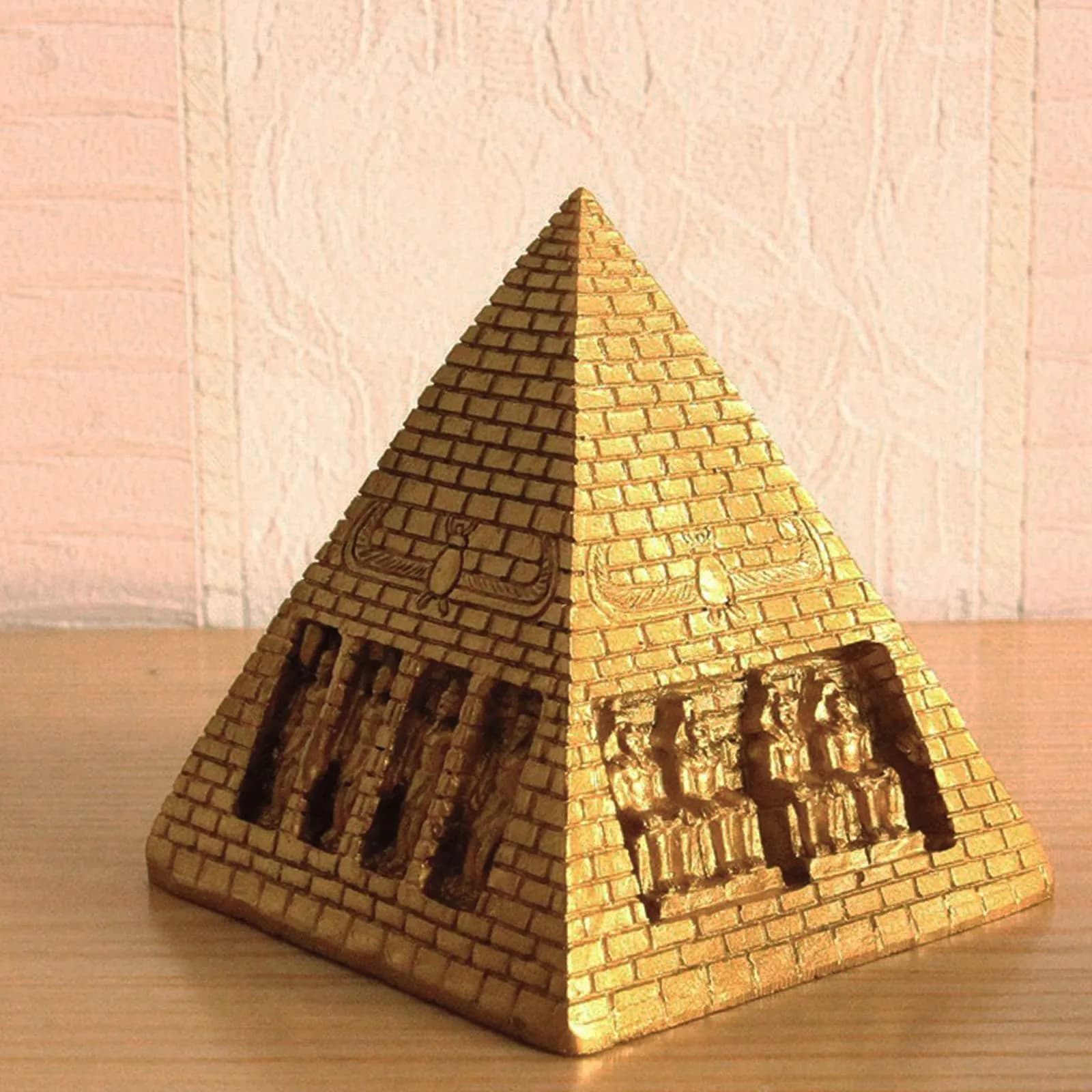 Kocris Casa Gold Pyramid Aquarium Decoration 9cm (3.5") | Ancient Egypt Resin Sculpture for Fish & Reptile Tanks - view 2
