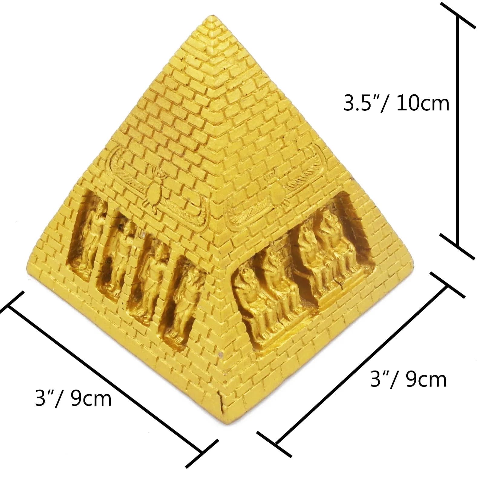 Kocris Casa Gold Pyramid Aquarium Decoration 9cm (3.5") | Ancient Egypt Resin Sculpture for Fish & Reptile Tanks - view 3