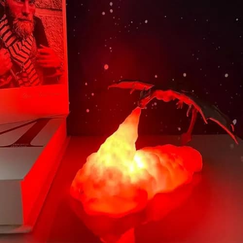 HGomx Fire Dragon Lamp Light 3D Night Light USB Rechargeable | Realistic Dragon Design, Multicolor, 2pcs — Fire Dragon