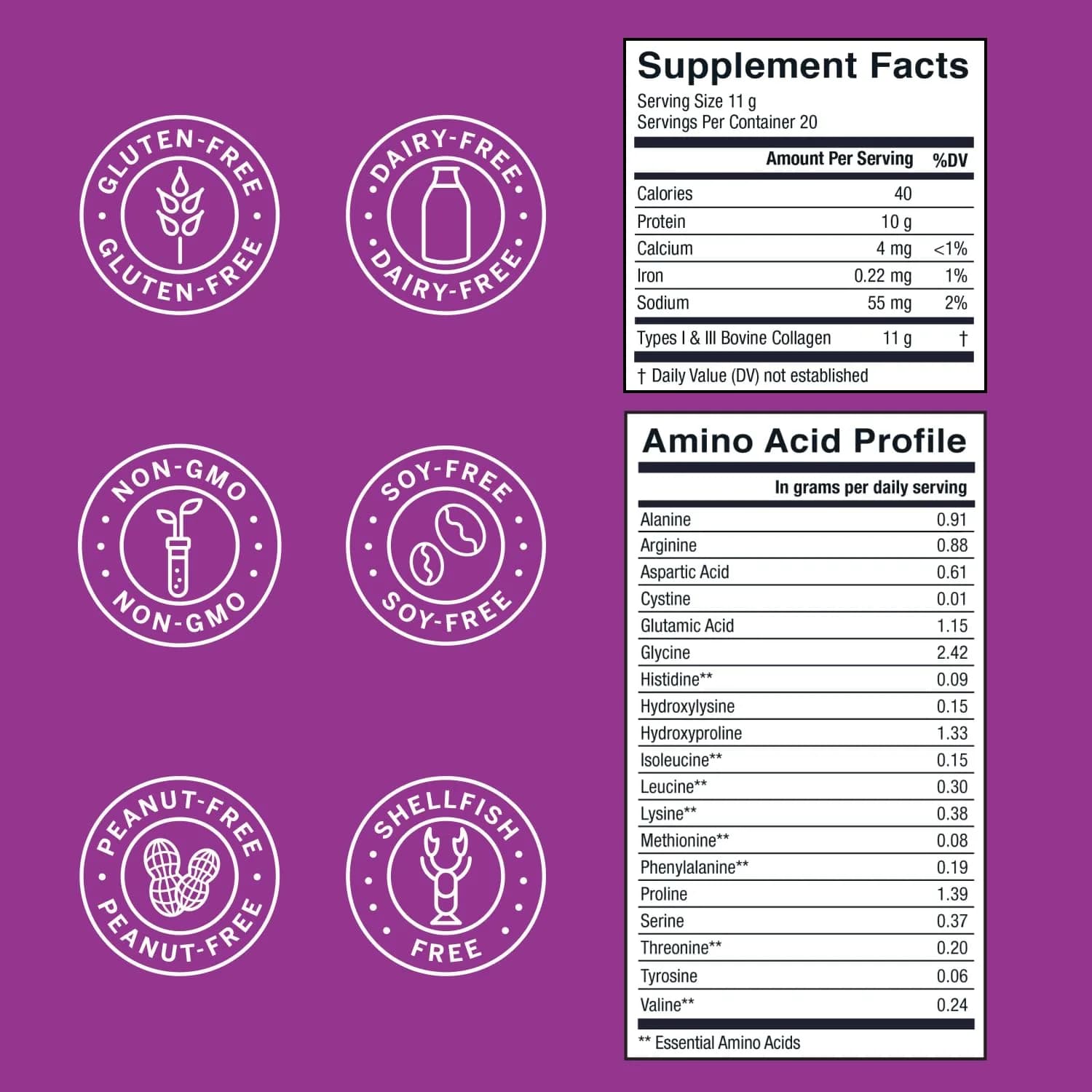 Live Conscious Collagen Peptides Powder Type I & III, 7.8 oz (221g) | Hydrolyzed Bovine Protein for Skin, Hair, Nails - view 5