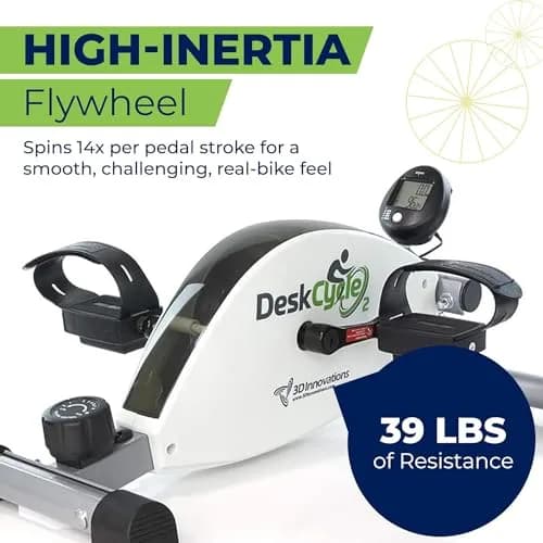 DeskCycle 2 Under Desk Bike Pedal Exerciser | Whisper-Quiet, Adjustable Resistance, Low Pedal Height thumbnail 4