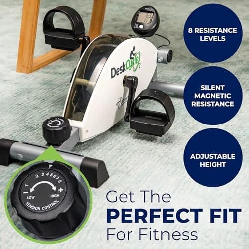 DeskCycle 2 Under Desk Bike Pedal Exerciser | Whisper-Quiet, Adjustable Resistance, Low Pedal Height thumbnail 2