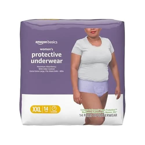 Amazon Basics Postpartum Incontinence Underwear for Women XX-Large Lavender 14 Count | Maximum Absorbency & Odor Control thumbnail 1