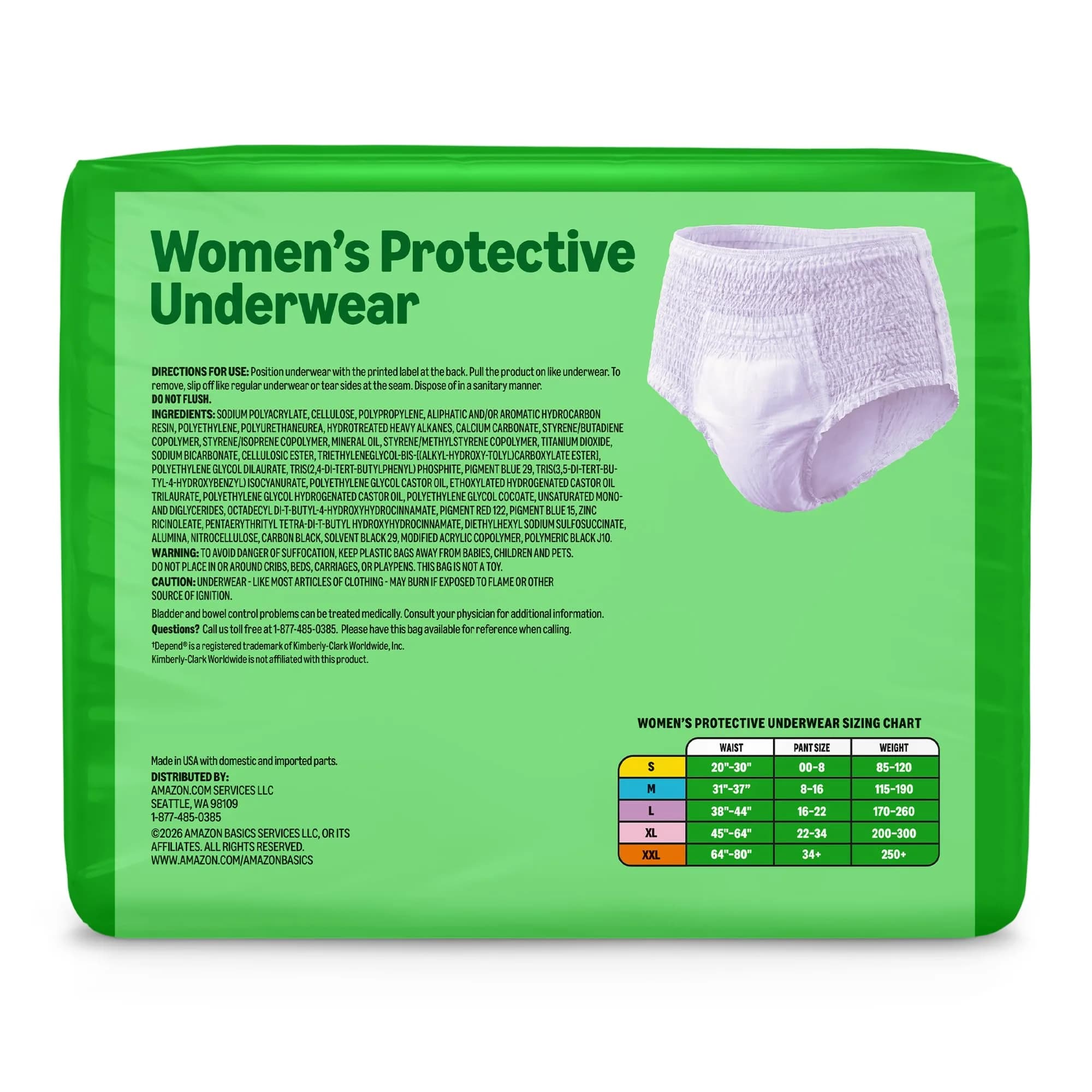 Amazon Basics Postpartum Incontinence Underwear for Women, Maximum Absorbency, XL Lavender, 45 Count | Dri-Fit Technology for Leak Protection - view 7
