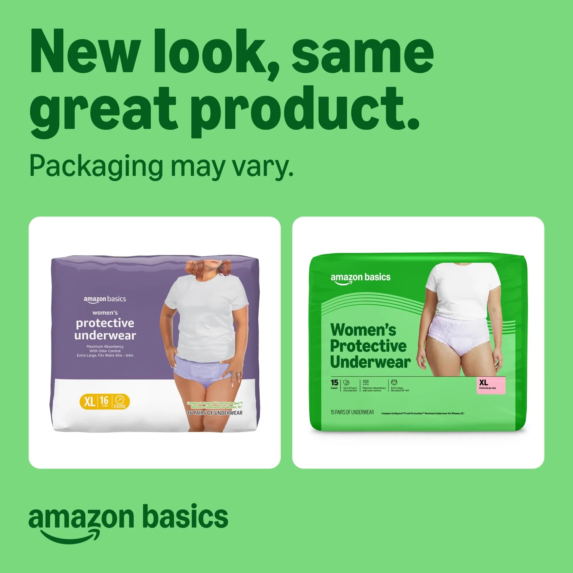 Amazon Basics Postpartum Incontinence Underwear for Women, Maximum Absorbency, XL Lavender, 45 Count | Dri-Fit Technology for Leak Protection - view 2