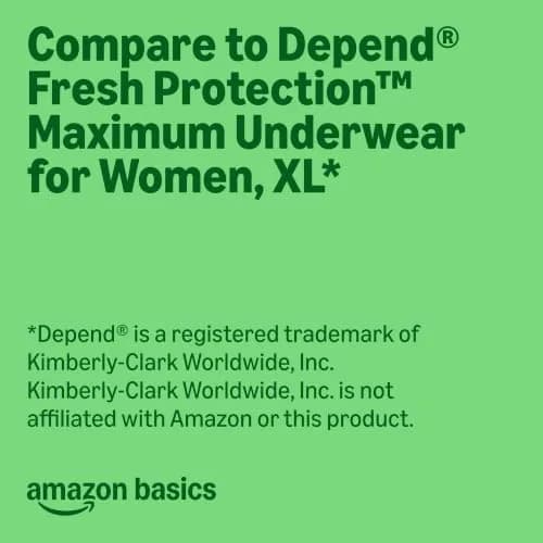Amazon Basics Postpartum Incontinence Underwear for Women, Maximum Absorbency, XL Lavender, 45 Count | Dri-Fit Technology for Leak Protection thumbnail 3