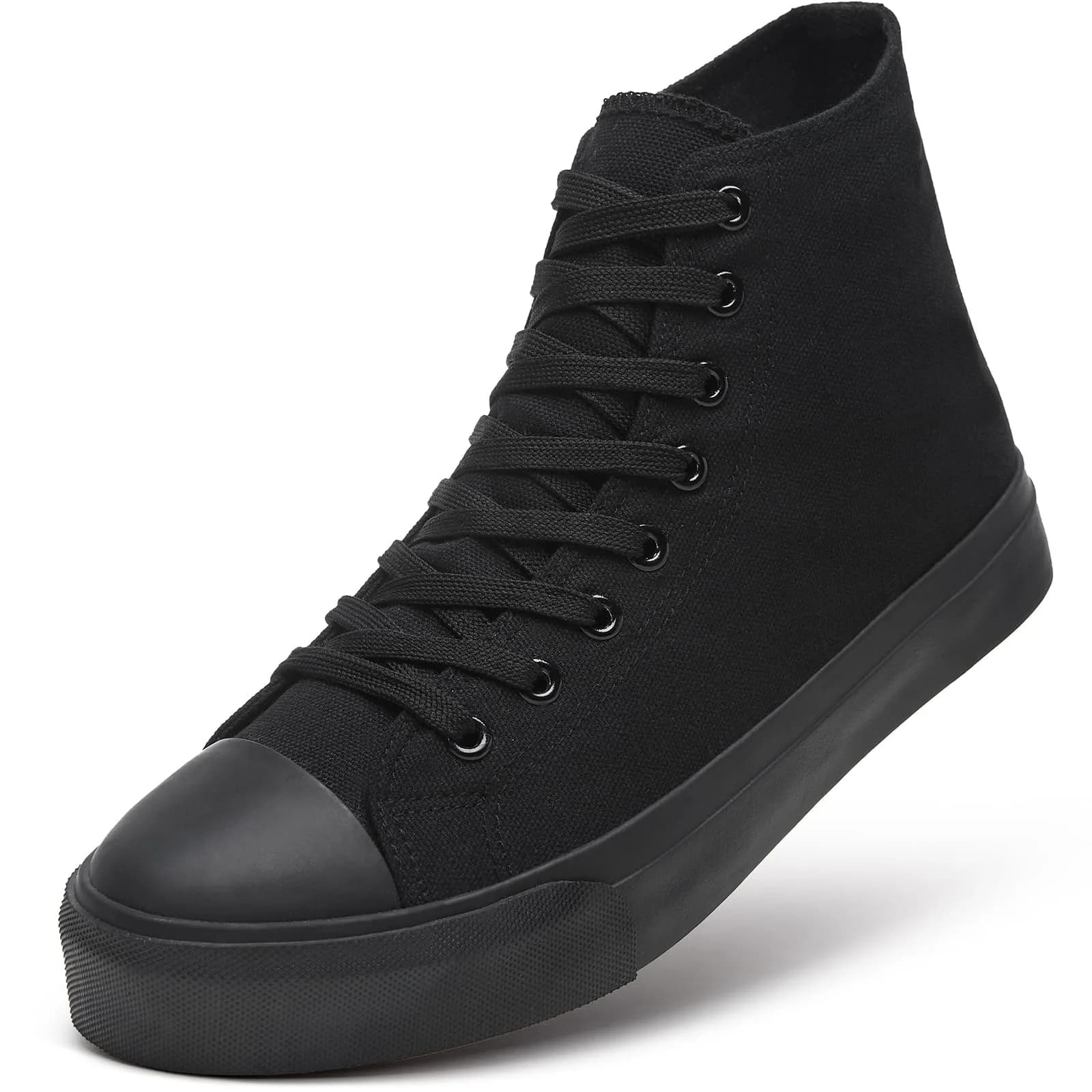 ZGR High Top Canvas Sneakers Lace Up White US7 | Breathable, Anti-Slip Rubber Sole, Classic Walking Style