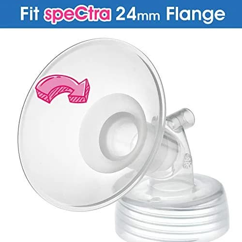 Maymom 21 mm Flange Insert for Medela & Spectra Shields | Reduces Nipple Tunnel to 21 mm (2-Pack, Semi-Clear) thumbnail 5