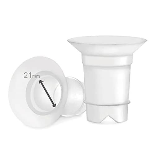 Maymom 21 mm Flange Insert for Medela & Spectra Shields | Reduces Nipple Tunnel to 21 mm (2-Pack, Semi-Clear) thumbnail 1