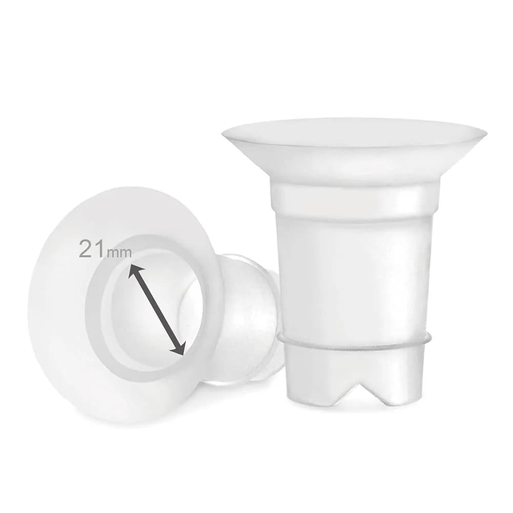Maymom 19mm Flange Inserts for 24mm Shields | BPA-Free Silicone for Medela, Spectra, Willow, Momcozy (2-Pack, Semi-Clear) — Semi-clear / 21mm Long