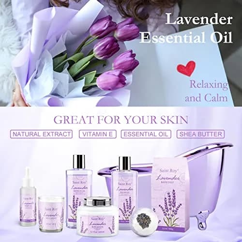Saint Roy Lavender Spa Gift Basket for Women | 10-Piece Bath & Body Set with Shea Butter & Vitamin E thumbnail 4
