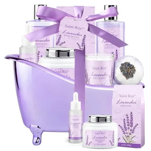 Saint Roy Lavender Spa Gift Basket for Women | 10-Piece Bath & Body Set with Shea Butter & Vitamin E thumbnail 1
