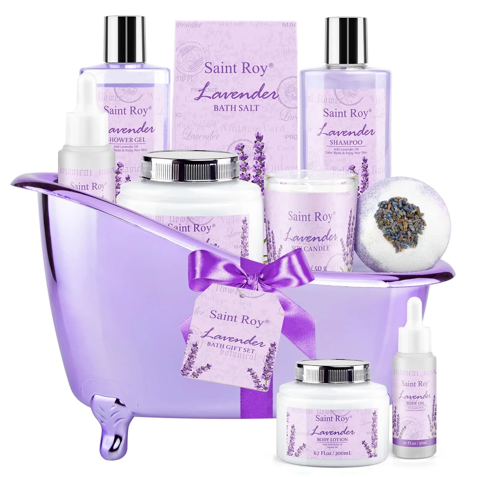 Saint Roy Lavender Spa Gift Basket for Women | 10-Piece Bath & Body Set with Shea Butter & Vitamin E - view 9
