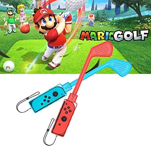 Uxilep Mario Golf Switch Joy-Con Accessories 2 Pack | Mini Hand Grip & Wrist Strap (Red & Blue) thumbnail 1