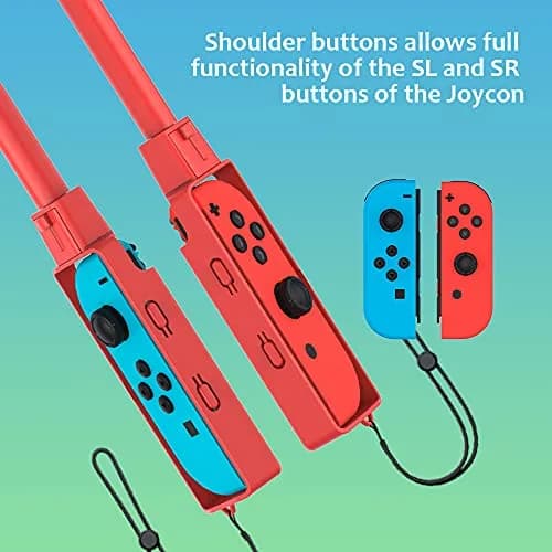 Uxilep Mario Golf Switch Joy-Con Accessories 2 Pack | Mini Hand Grip & Wrist Strap (Red & Blue) thumbnail 4