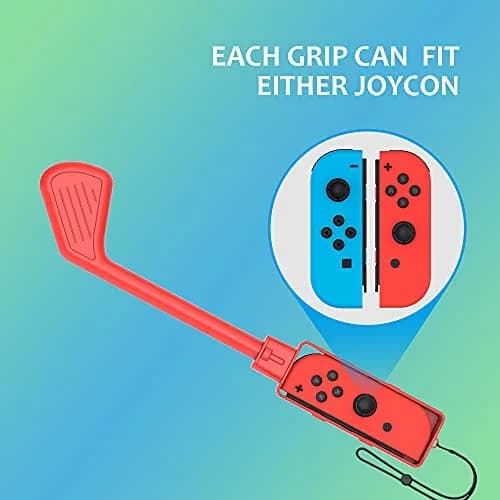 Uxilep Mario Golf Switch Joy-Con Accessories 2 Pack | Mini Hand Grip & Wrist Strap (Red & Blue) thumbnail 2
