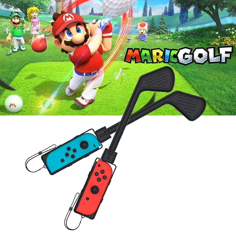 Uxilep Golf Club for Mario Golf: Super Rush | Nintendo Switch Joy-con Accessories 2 Pack (Black)