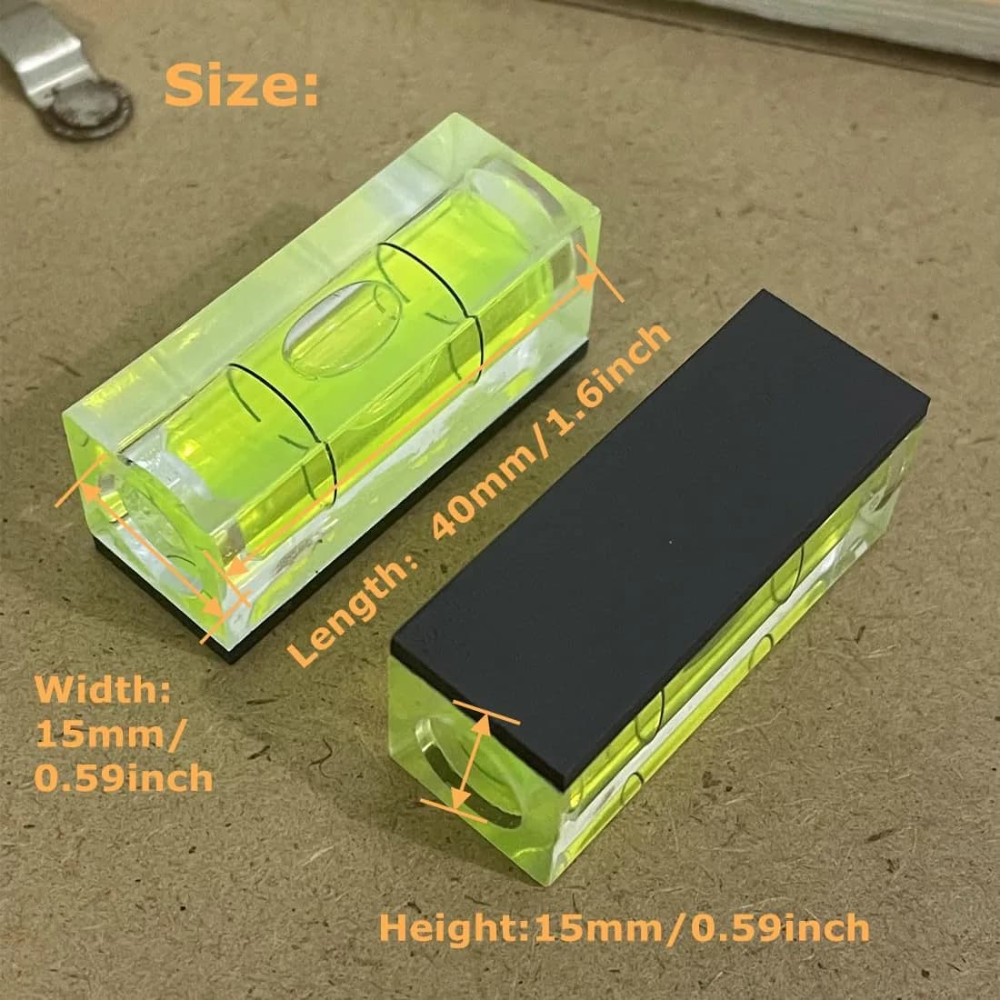 LAIESYA Magnetic Square Bubble Spirit Levels Set 15x15x40mm (0.59x0.59x1.6 inch) | Precision Horizontal Measuring Tool - view 2