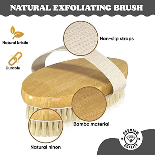 GustoGoods Lymphatic Drainage Paddle & Dry Skin Brush Set | 12 inch (30.48 cm) Paddle, Natural Bristle Brush thumbnail 4