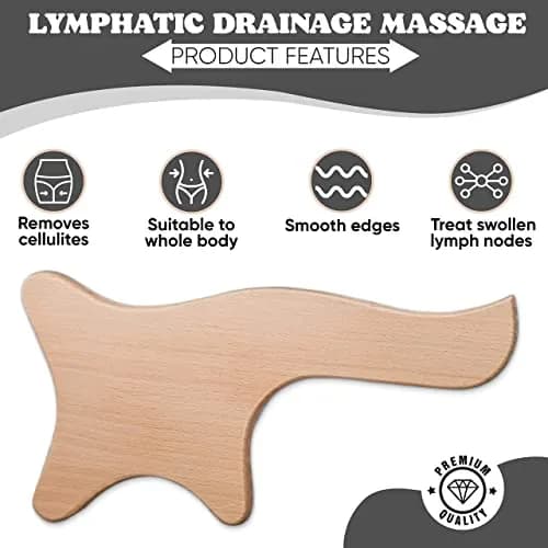 GustoGoods Lymphatic Drainage Paddle & Dry Skin Brush Set | 12 inch (30.48 cm) Paddle, Natural Bristle Brush thumbnail 3