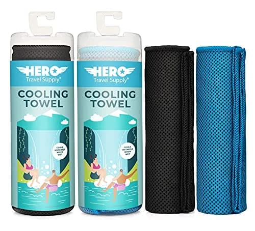 Hero Travel Supply Cooling Towels for Neck & Face (2 Pack) | Instant 30-60 Min Cooling, Microfiber, Reusable, Travel-Ready thumbnail 1