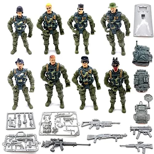 Guaishou Army Men Soldiers Action Figures 8 Pack 4 Inch (10.16 cm) | ASTM-Tested Educational Toy Playset thumbnail 1