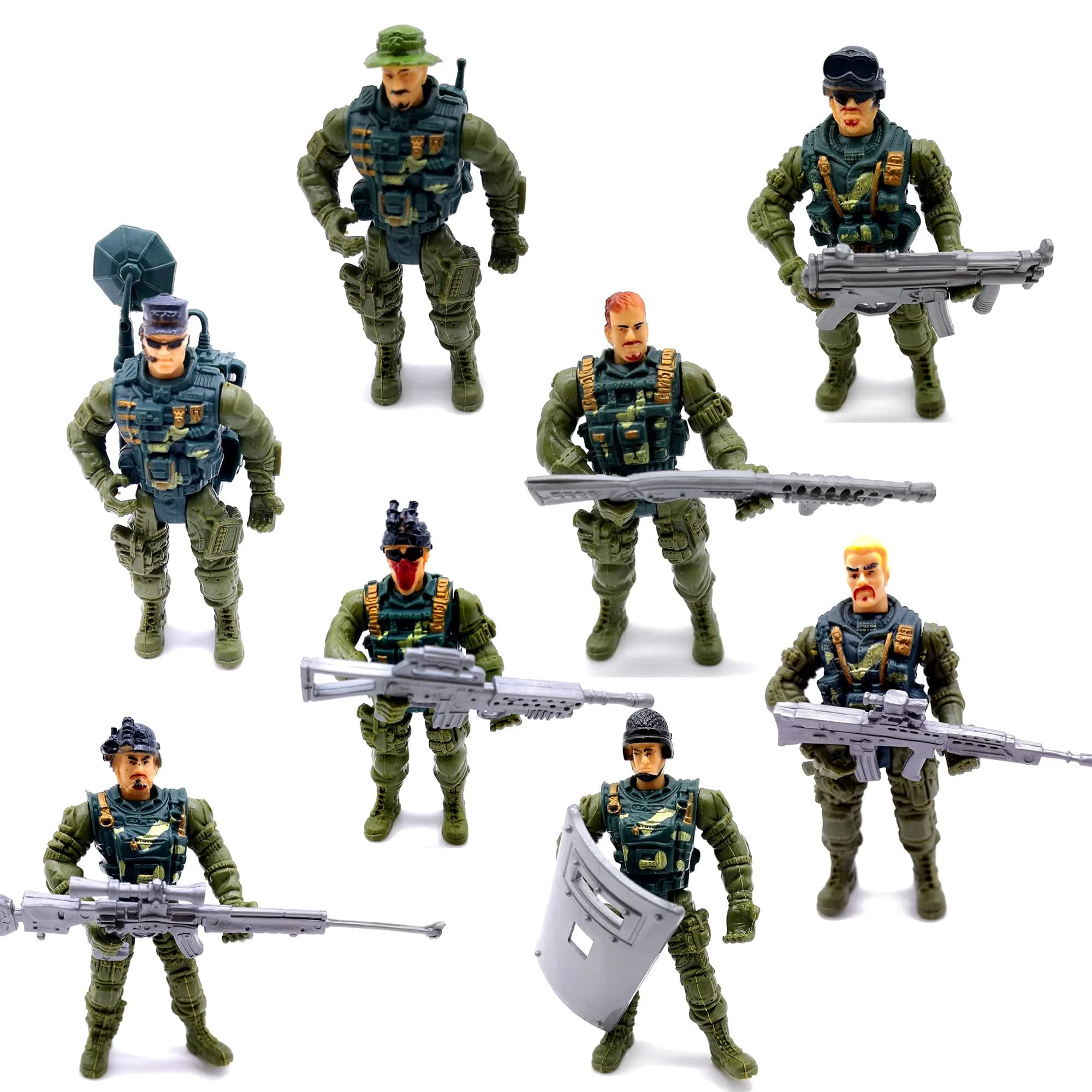Guaishou Army Men Soldiers Action Figures 8 Pack 4 Inch (10.16 cm) | ASTM-Tested Educational Toy Playset - view 2