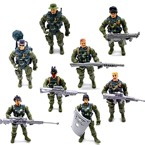 Guaishou Army Men Soldiers Action Figures 8 Pack 4 Inch (10.16 cm) | ASTM-Tested Educational Toy Playset thumbnail 2
