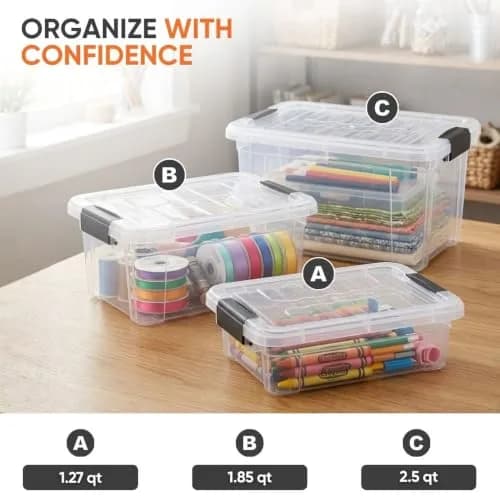 Superio 1.85 Quart Clear Plastic Storage Boxes with Lids | Stackable BPA-Free Organizer Containers for Home & Office thumbnail 5