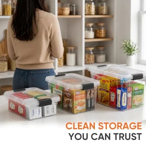 Superio 1.85 Quart Clear Plastic Storage Boxes with Lids | Stackable BPA-Free Organizer Containers for Home & Office thumbnail 7