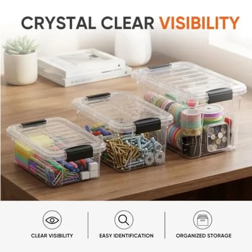 Superio 1.85 Quart Clear Plastic Storage Boxes with Lids | Stackable BPA-Free Organizer Containers for Home & Office thumbnail 8
