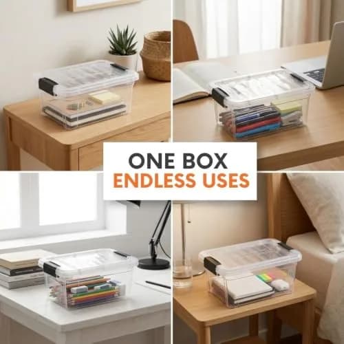 Superio 1.85 Quart Clear Plastic Storage Boxes with Lids | Stackable BPA-Free Organizer Containers for Home & Office thumbnail 9