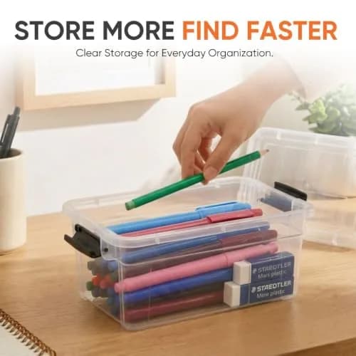 Superio 1.85 Quart Clear Plastic Storage Boxes with Lids | Stackable BPA-Free Organizer Containers for Home & Office thumbnail 2
