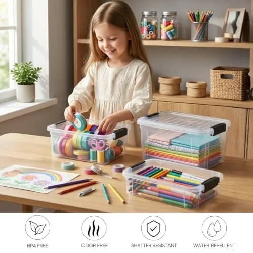 Superio 1.85 Quart Clear Plastic Storage Boxes with Lids | Stackable BPA-Free Organizer Containers for Home & Office thumbnail 4