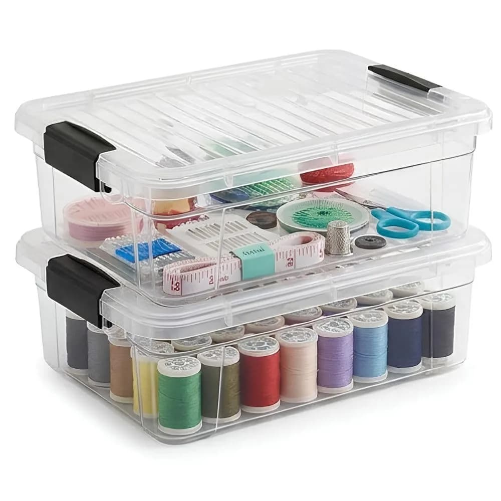 Superio 2.3 Quart Clear Plastic Storage Containers with Lids | Stackable BPA-Free Organizer Boxes — 2.3 Quart