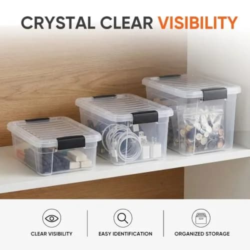 Superio 2.3 Quart Clear Plastic Storage Containers with Lids | Stackable BPA-Free Organizer Boxes thumbnail 8