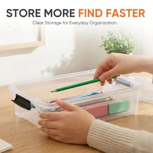 Superio 2.3 Quart Clear Plastic Storage Containers with Lids | Stackable BPA-Free Organizer Boxes thumbnail 2