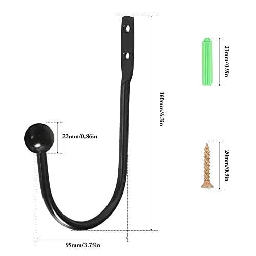 HEMOUR Black Curtain Holdback 4 Pcs | Heavy Duty Metal Wall Mounted Drapery Tiebacks thumbnail 3