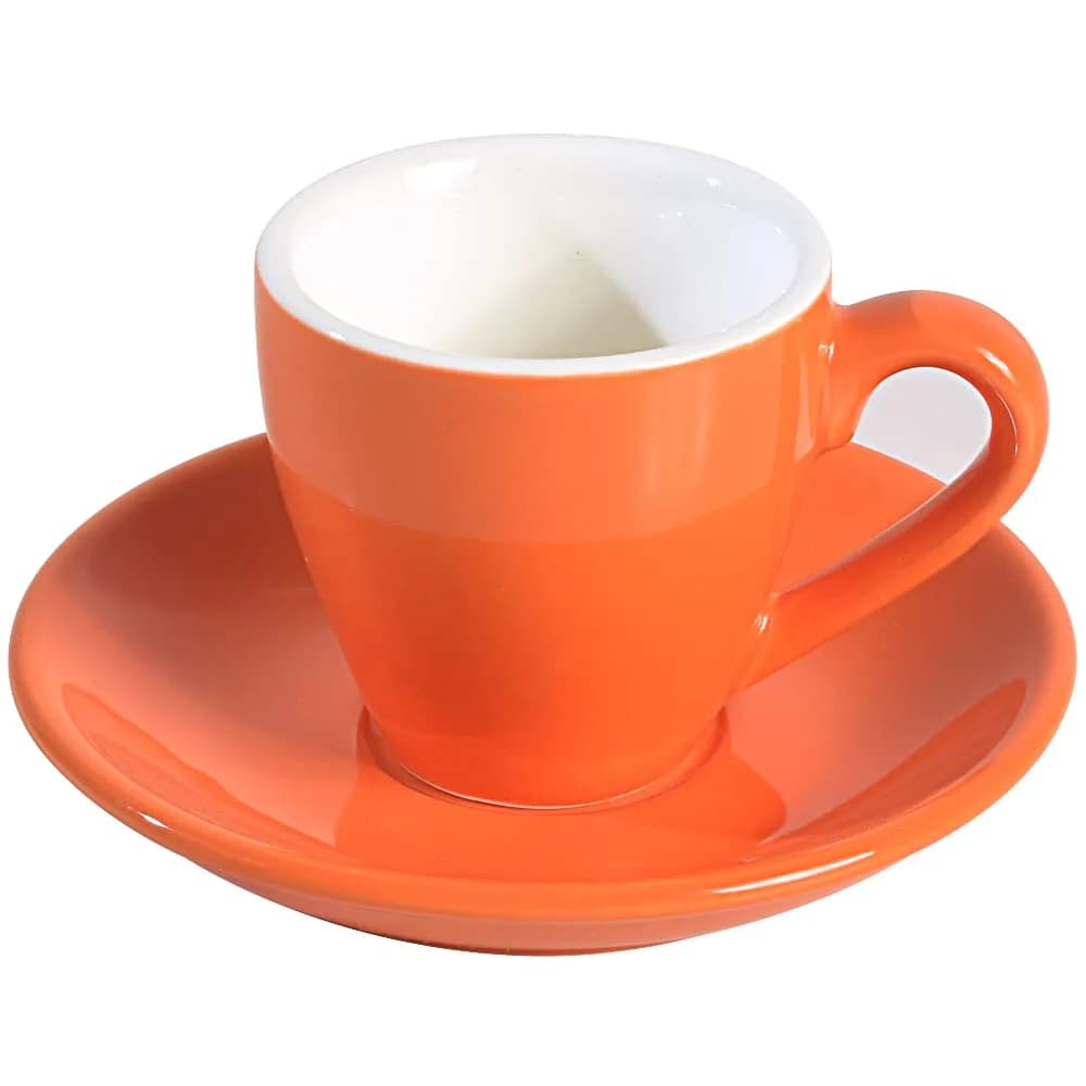 ionEgg Orange Porcelain Espresso Cup with Saucer, 80ml (2.7Oz) | Pro-Grade Lead-Free Ceramic - main product image