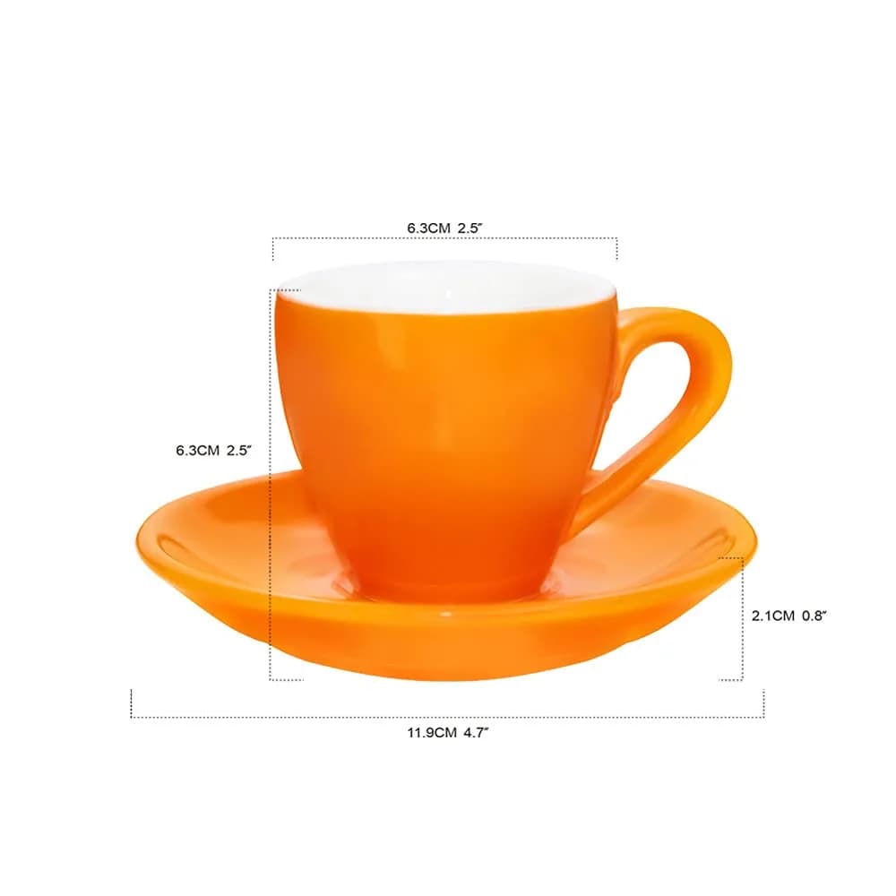 ionEgg Orange Porcelain Espresso Cup with Saucer, 80ml (2.7Oz) | Pro-Grade Lead-Free Ceramic - view 2