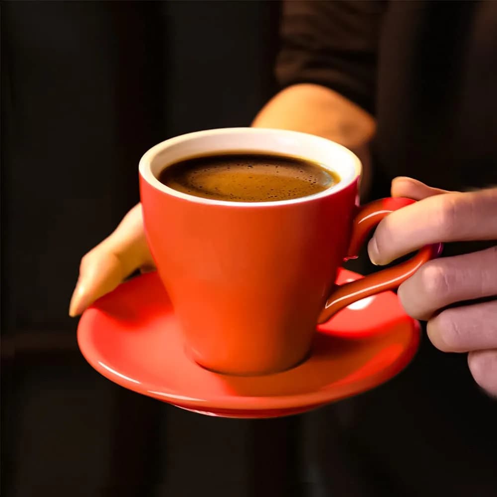 ionEgg Orange Porcelain Espresso Cup with Saucer, 80ml (2.7Oz) | Pro-Grade Lead-Free Ceramic - view 3