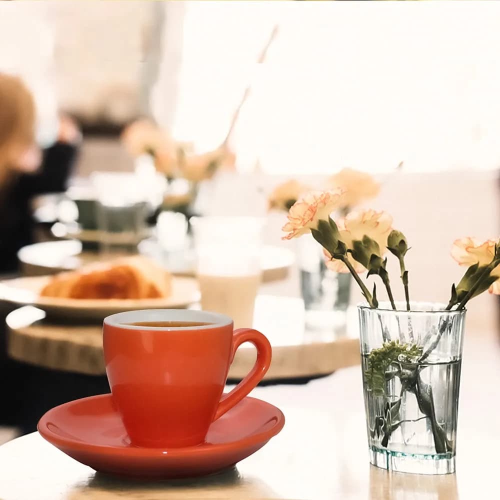 ionEgg Orange Porcelain Espresso Cup with Saucer, 80ml (2.7Oz) | Pro-Grade Lead-Free Ceramic - view 4